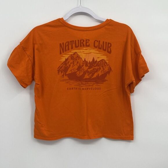 Wonder Nation T-shirt Nature Club Mountains Orange Cropped Oversized XXL 18 - Picture 5 of 7